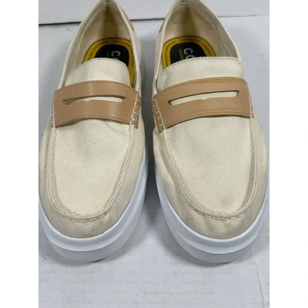 Cole Haan GrandPro Rally Canvas Penny Loafers Mens 12W Cream Tan C34724 Slip On